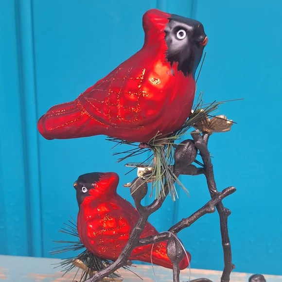 Vintage Bird Ornaments Mercury Glass Clip-On Red Birds Home Decor Christmas - Picture 2 of 16